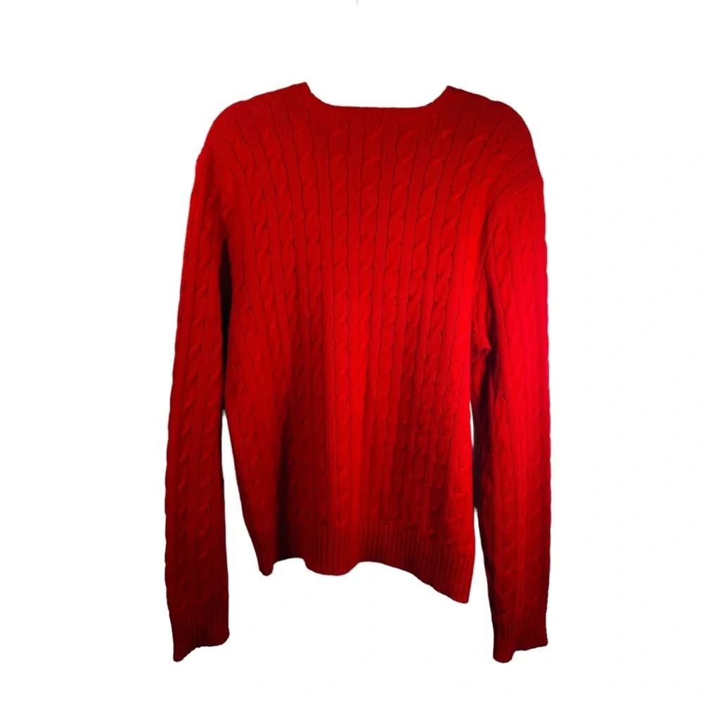 Polo By Ralph Lauren Red Mens Merino Angora Pullover Cable Knit Sweater Sz Large - Picture 4 of 7